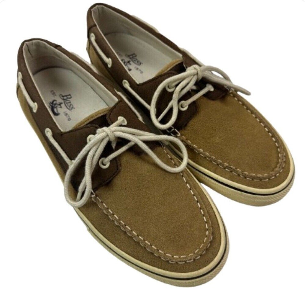 G.H. Bass Otis Boat Shoes Mens 10.5M Brown Tan Leather Deck Moc Casual